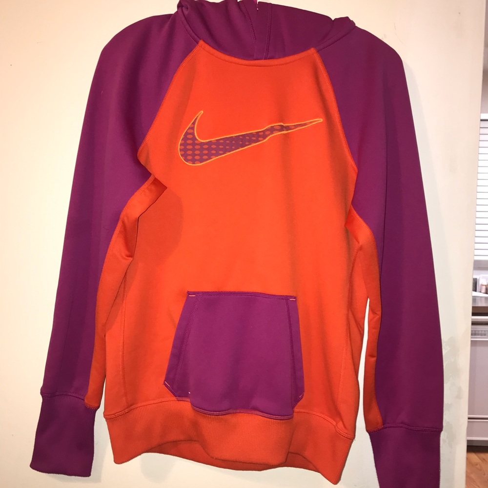 Orange and Purple Nike hoodie